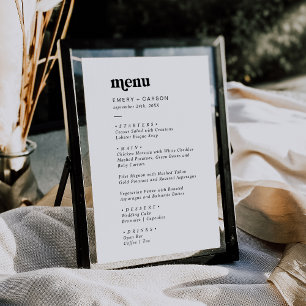 Modern Black Typography Double Sided Wedding Menu