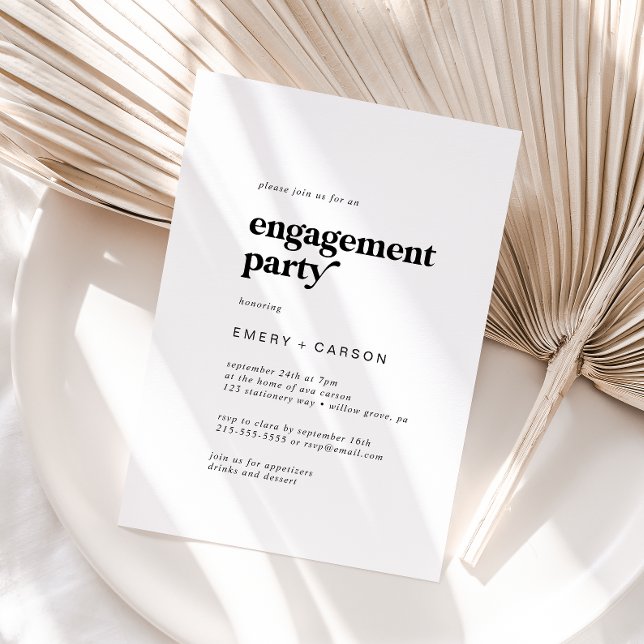 Modern Black Typography Engagement Party Invitation (Creator Uploaded)