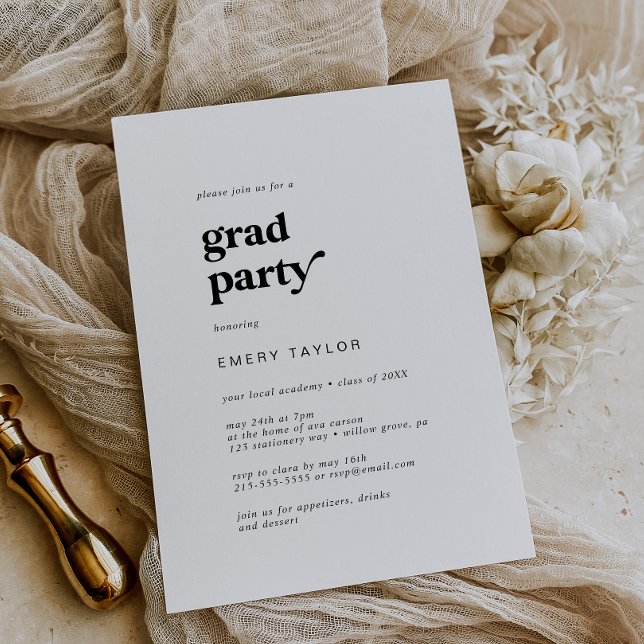Modern Black Typography Grad Party Invitation (Creator Uploaded)