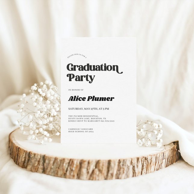 Modern Black Typography Graduation Party Invitation (Creator Uploaded)