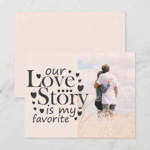 Modern Black Typography Love Story Photo Valentine Holiday Card