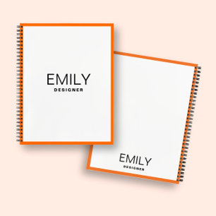 Modern Black Typography Orange Border Notebook