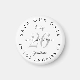 Modern Black Typography Save The Date Magnet
