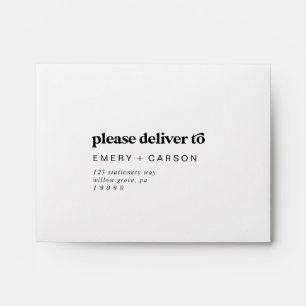 Modern Black Typography Self-Addressed RSVP Envelope
