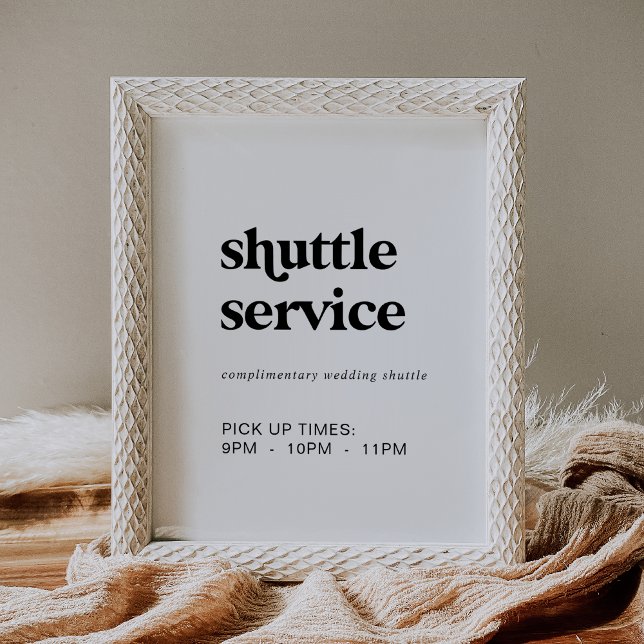 Modern Black Typography Shuttle Service Sign (Creator Uploaded)