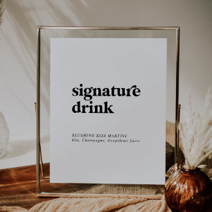 Modern Black Typography Signature Drink Sign