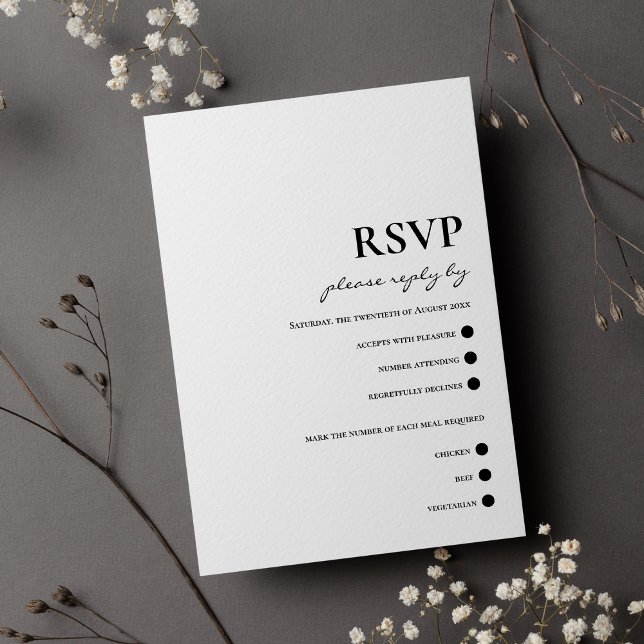Modern black typography simple elegant wedding RSVP card (Modern black typography simple elegant wedding RSVP)