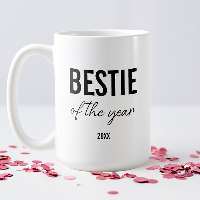 Modern Black Typography Simple Personalised Bestie Coffee Mug (Modern Black Typography Simple Personalized Bestie Coffee Mug)
