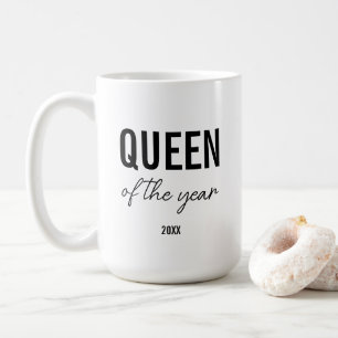 Modern Black Typography Simple Personalised Queen Coffee Mug