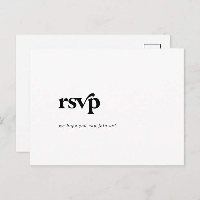 Modern Black Typography Song Request RSVP Postcard (Front/Back)