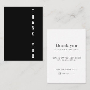 Modern Black Typography Thank You Small Business Discount Card