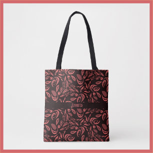Modern Black, Warm Red Teardrop Pattern Tote Bag