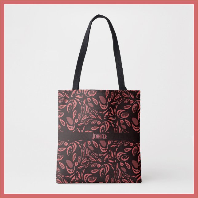 Modern Black, Warm Red Teardrop Pattern Tote Bag (Creator Uploaded)