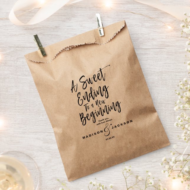 Modern Black Wedding a Sweet Ending Favour Bag (Clipped)