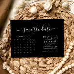 Modern Black Wedding Calendar Minimalist Save The Date<br><div class="desc">Modern Black Wedding Calendar Minimalist Save the Date. Easily personalise by replacing each info. Move the circle by clicking the link Customise further. Make sure to check the preview before adding to cart. (Photo by Jonathan Borba from Pexels)</div>
