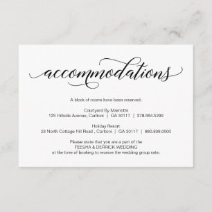 Modern Black Wedding Calligraphy, Accommodations Enclosure Card