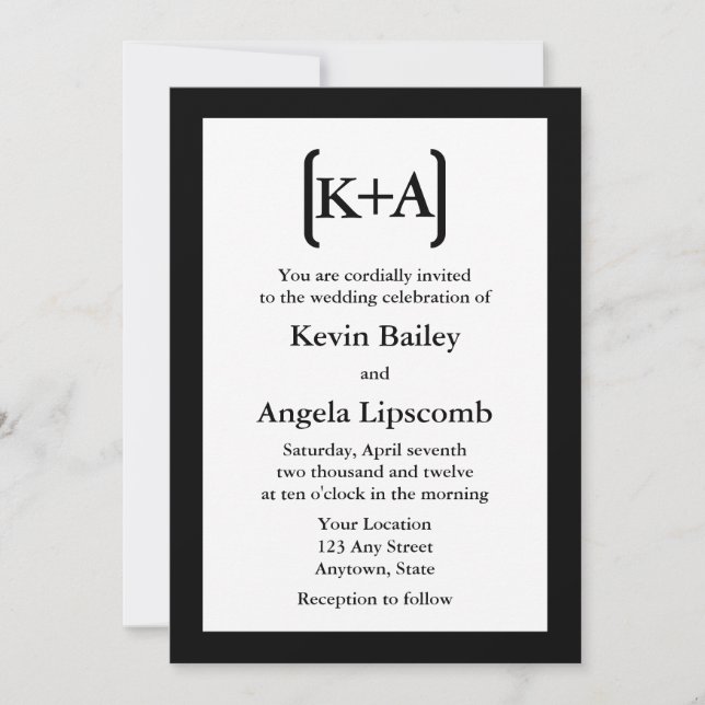 Modern Black Wedding Invitations or Announcements (Front)