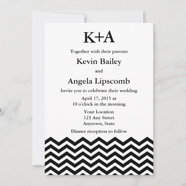 Modern Black Wedding Invitations or Announcements (Front)