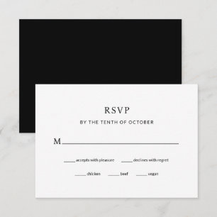 Modern Black Wedding   Meal Choice RSVP Card