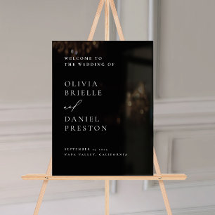 Modern Black Wedding Minimalist Welcome Sign