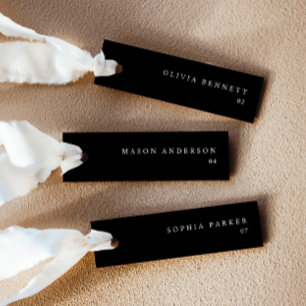 Modern Black Wedding Name Place Cards
