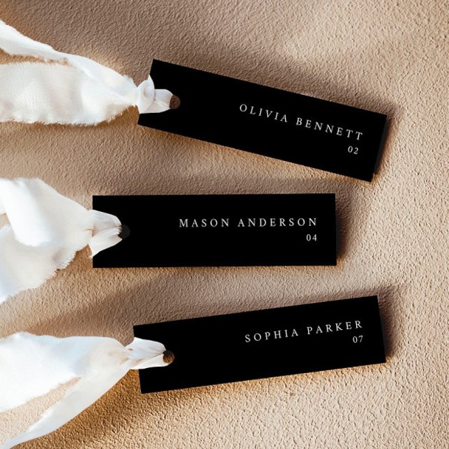 Modern Black Wedding Name Place Cards (Delivered untrimmed)