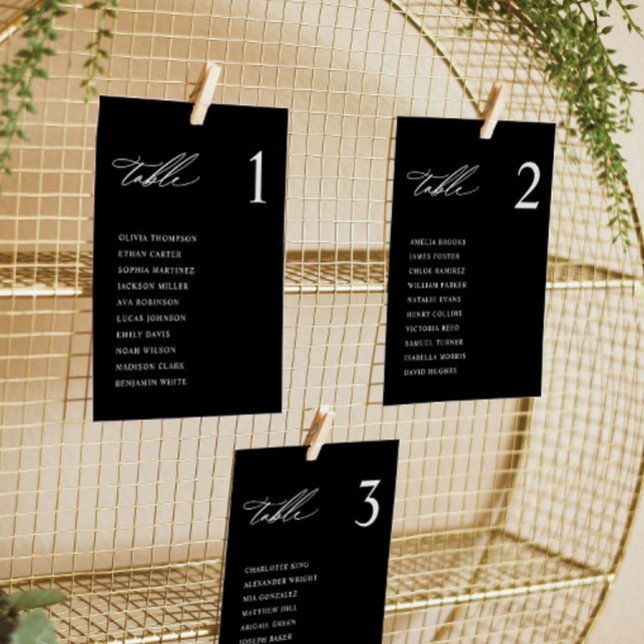 Modern Black Wedding Seating Chart Cards (Creator Uploaded)