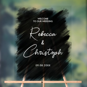 Modern black wedding welcome acrylic sign