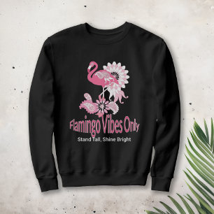 Modern Black Whimsical Tropical Bird Pink Flamingo Sweatshirt