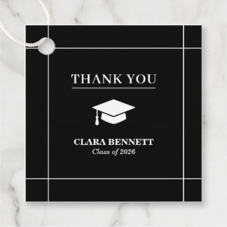 Modern Black & White 2026 Grad Favour Tag