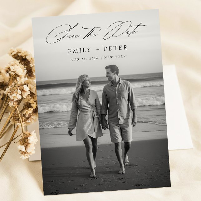 Modern Black & White 2 Photo QR Code Save The Date Invitation (Creator Uploaded)