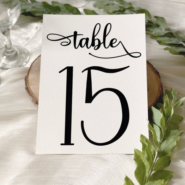 Modern black white 3.5x5 table number | Table 15 (Table 15 black and white minimalist)