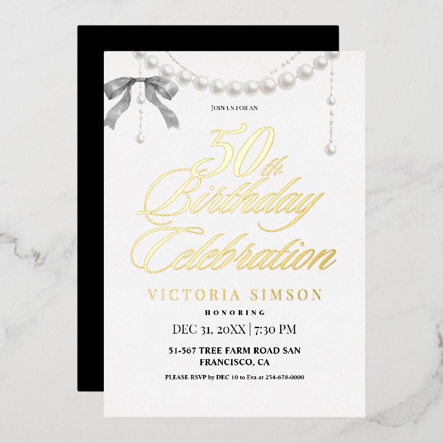  Modern Black & White 50th Birthday   (Front/Back)
