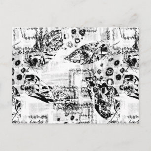 Modern Black White Abstract Art Postcard