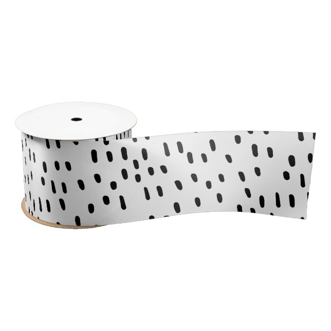 Modern Black & White Abstract Dot Pattern Trendy Satin Ribbon (Spool)