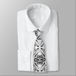 Modern Black White Abstract Geometric Pattern Tie<br><div class="desc">Modern Black White Abstract Geometric Pattern Neck Tie has a unique elegant design with colours of black and white with a beautiful geometric abstract pattern.  It has a little silver colour effect. The black and white pattern will complement your attire.</div>