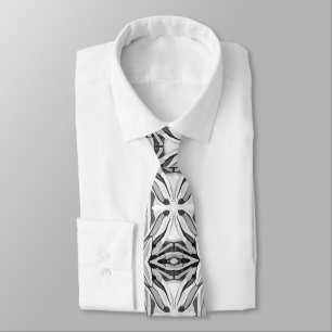 Modern Black White Abstract Geometric Pattern Tie