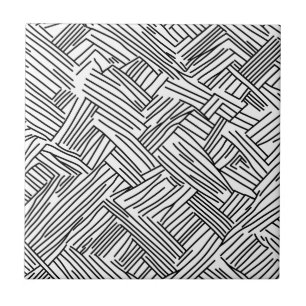 Modern Black White Abstract Line Geometric Texture Ceramic Tile