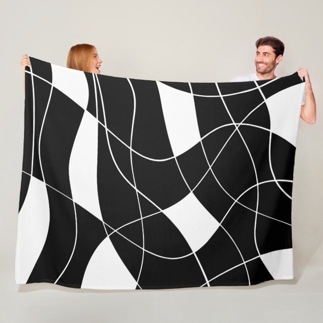 modern Black &white abstract pattern  Fleece Blanket (In Situ)