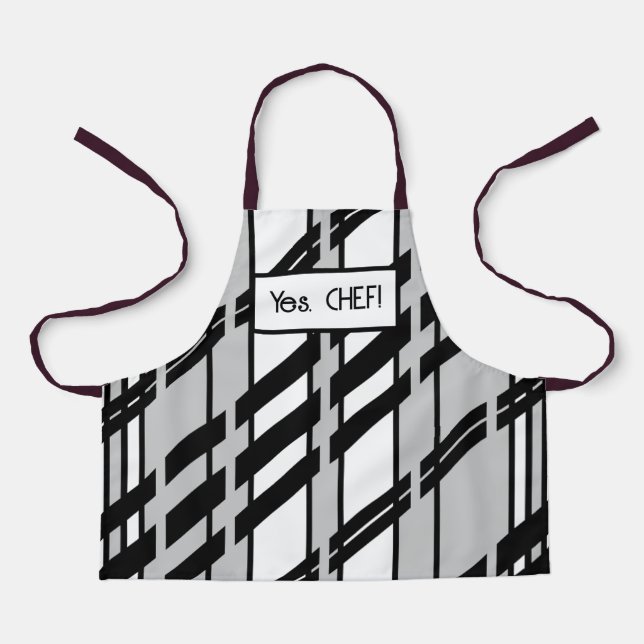 Modern Black White Abstract Skyline Pattern Apron (Front)