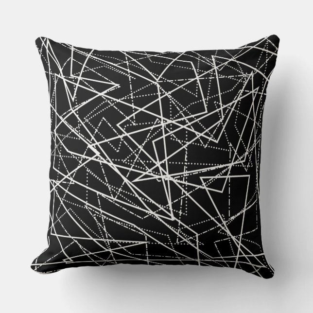 Modern Black &amp; White Abstract Throw Pillow (Front)