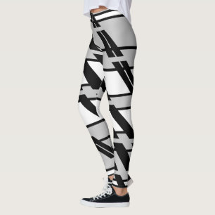 Modern Black White Abstract Urban Style Pattern Leggings