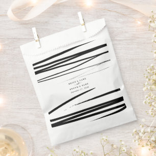 Modern Black White Abstract Wedding Favour Bag