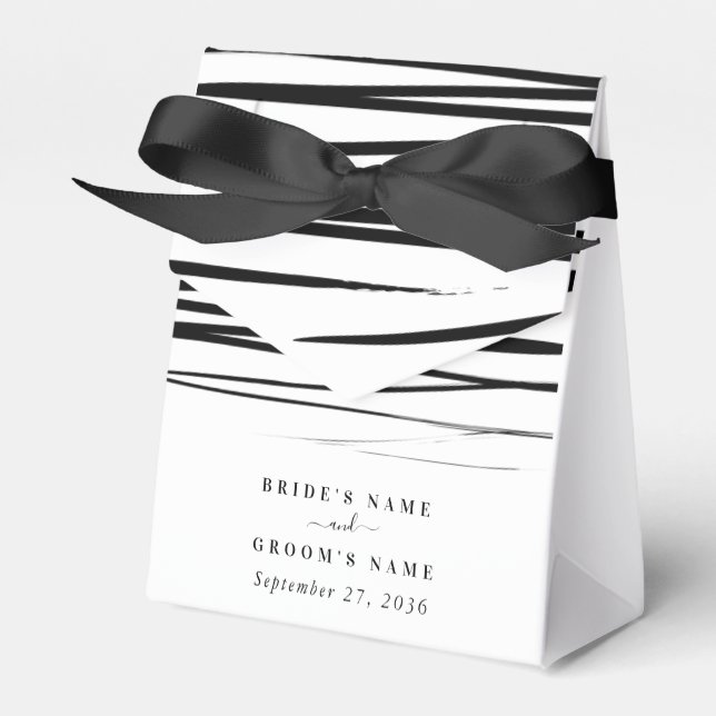 Modern Black White Abstract Wedding Favour Box (Front Side)
