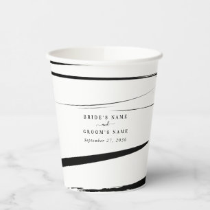 Modern Black White Abstract Wedding Favour Paper Cups