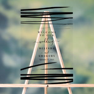 Modern Black White Abstract Wedding Welcome Acrylic Sign