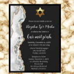 Modern Black White and Gold Bar Mitzvah Invitation<br><div class="desc">These modern fresh white and gold watercolor faux glitter agate with a gold magen david star of david bar mitzvah invitations are perfect for celebrating your son getting called up to the Torah. Moshiach Now!</div>