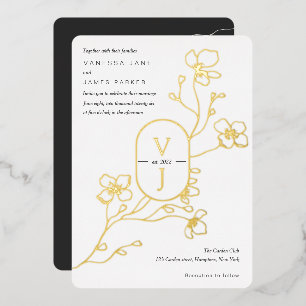 Modern black, white and gold, floral wedding gold