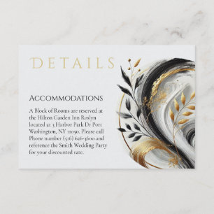 Modern Black White and Gold Wedding-Botanical-  En Enclosure Card