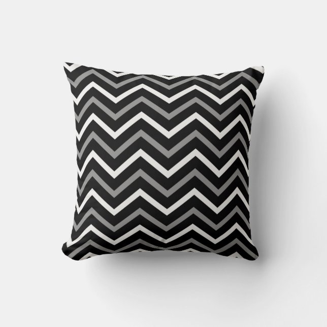 Modern Black White And Grey Chevron Pattern Zigzag Cushion (Front)